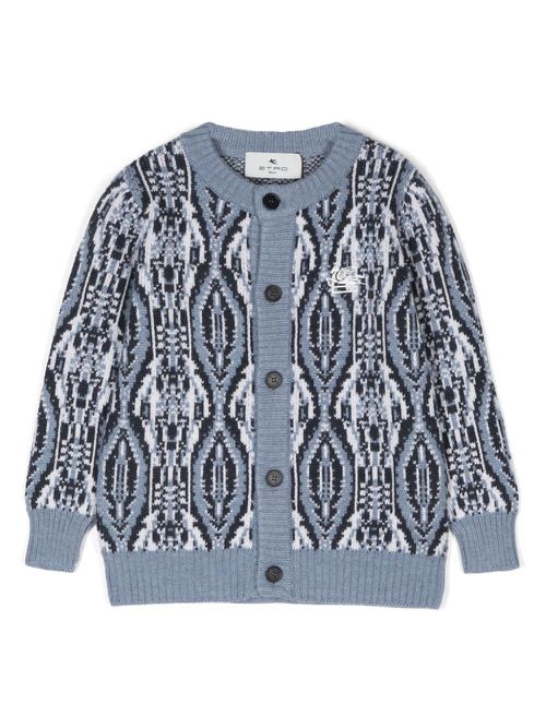 Pegaso-embroidered cardigan - Blue