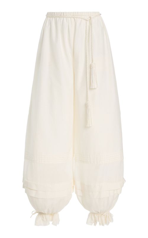Exclusive Pearl Cotton-Silk Pants