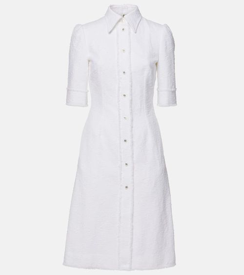 Cotton-blend tweed shirt midi dress
