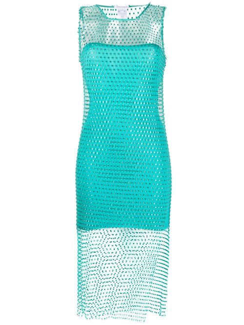 Crystal-embellished layered dress - Green