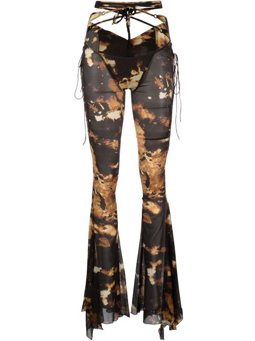 Starlight-print flared trousers - Black