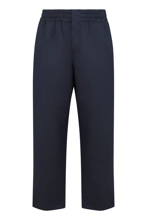 Silk & Cotton Twill Wide-Leg Trousers with Elasticated Waist