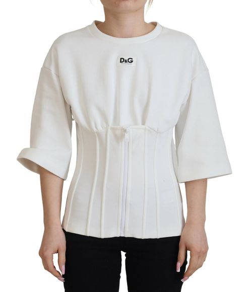 Corset-Detail Cotton Blouse — White