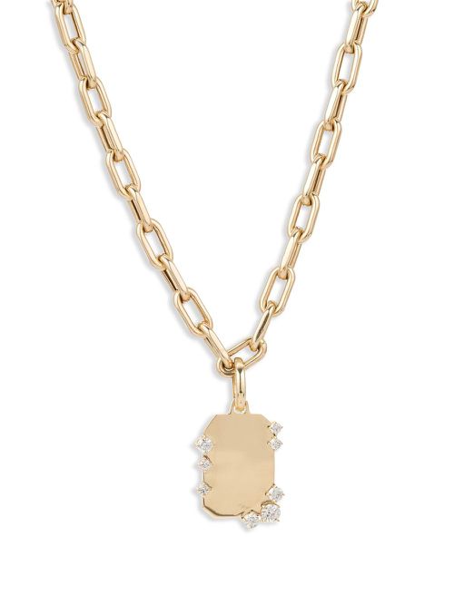 Adina Reyter 14K yellow gold Dog Tag diamond necklace