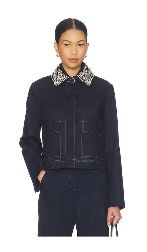 Veronica Beard Embellished Barrington Jacket in Blue. - 0 also