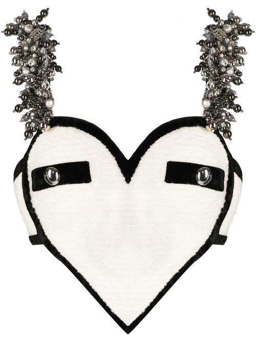 Bead-embellished heart crop top - White