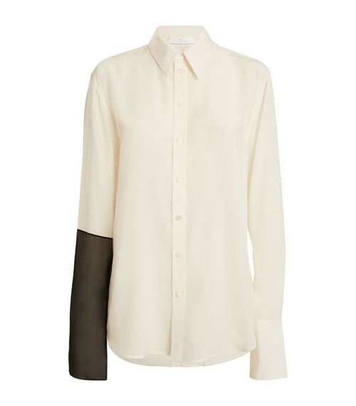 Silk Contrast-Sleeve Shirt