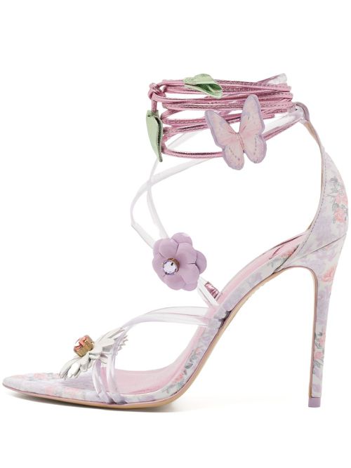 X LoveShackFancy pre-owned 100mm Wildflower sandals - Pink