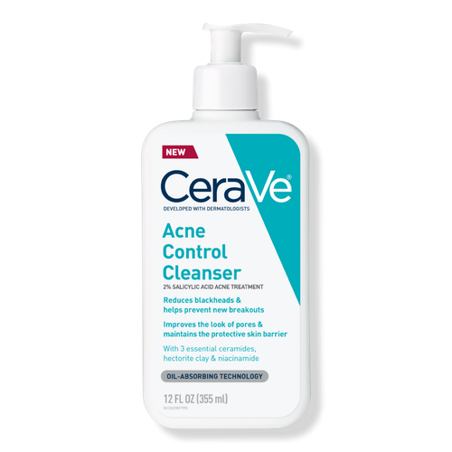 Acne Control Cleanser for Face with 2% Salicylic Acid & Purifying Clay for Oily Skin - 12.0 oz