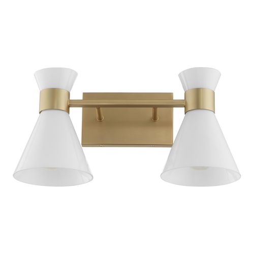 Aged Brass Gloss Opal Two Light Vanity from the Beldar Collection