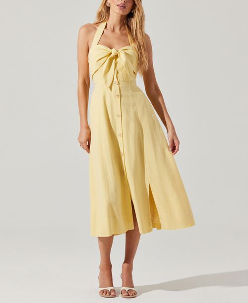 Women's Katherine Tie-Front Midi Dress - Yellow