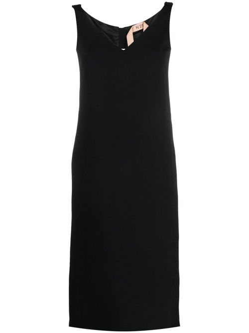 Ruched-strap midi dress - Black