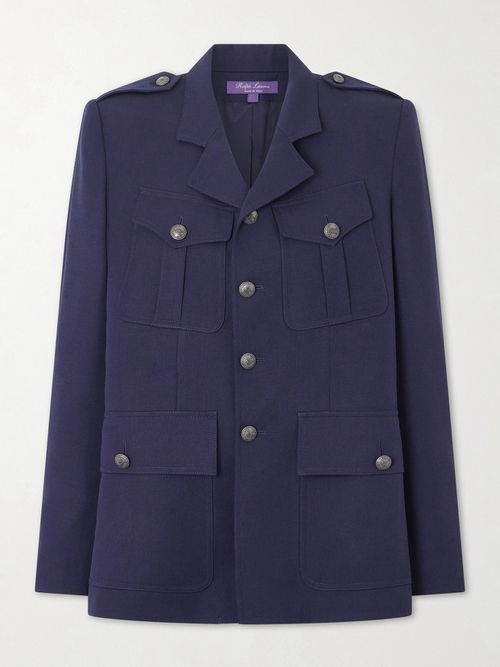 Annabeth Grain De Poudre Wool Jacket - Blue
