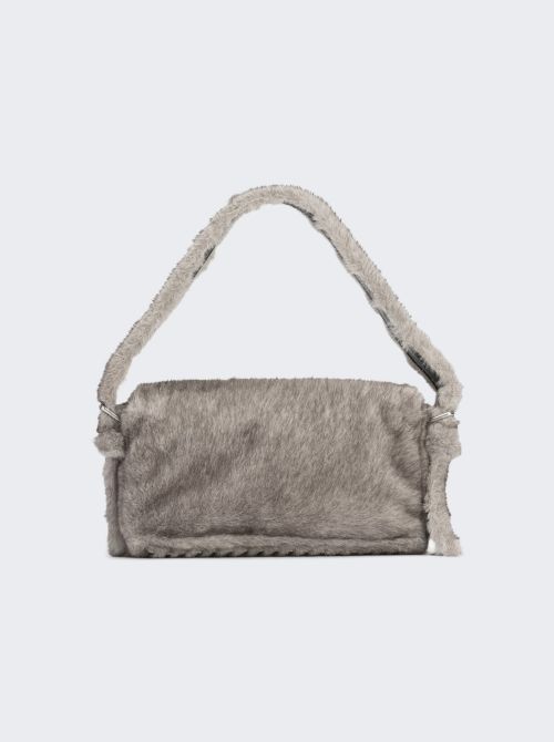 Ricco Slim Flap Bag Grey Faux Fur