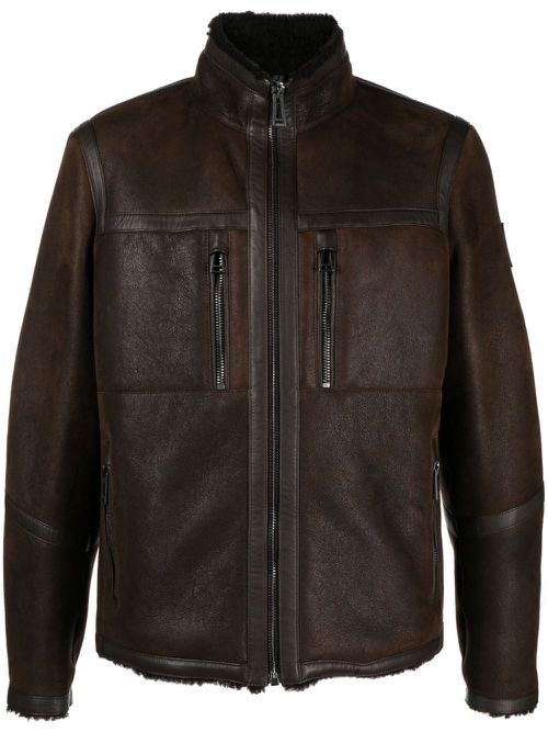 Tundra zip-up leather jacket - Brown