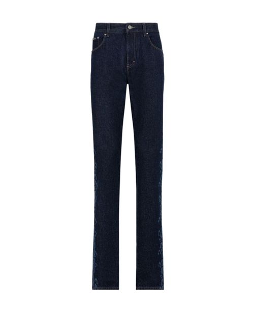 Leopard print straight-leg jeans