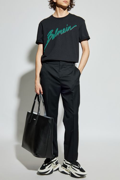 T-shirt With A Logo And A Velvety Finish, Men's, Black
