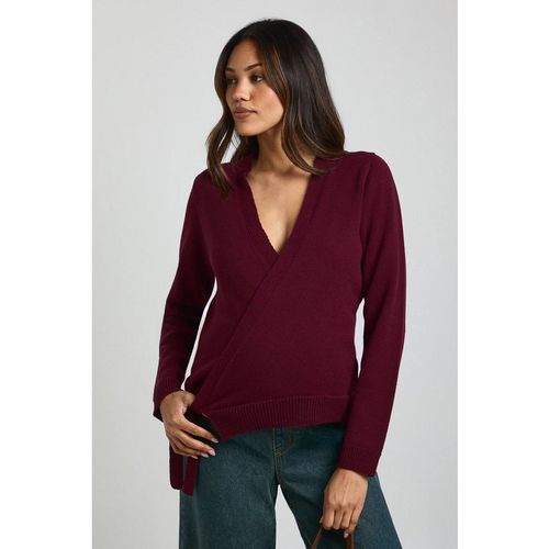 Boohoo Maternity Low Wrap Knitted Cardigan In Burgundy