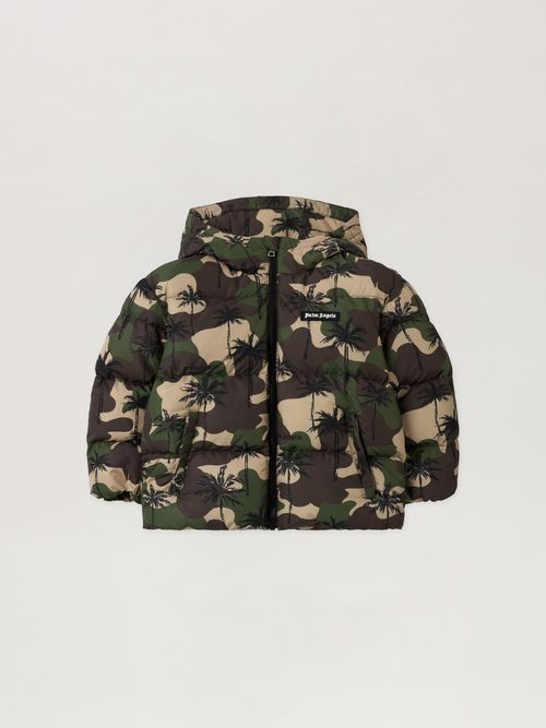 Camo Palms Hoodie Puffer Jkt Kids  Military Camou Off White
