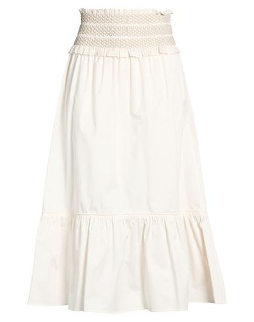 Woman Midi skirt Ivory Size 2 Cotton, Elastane