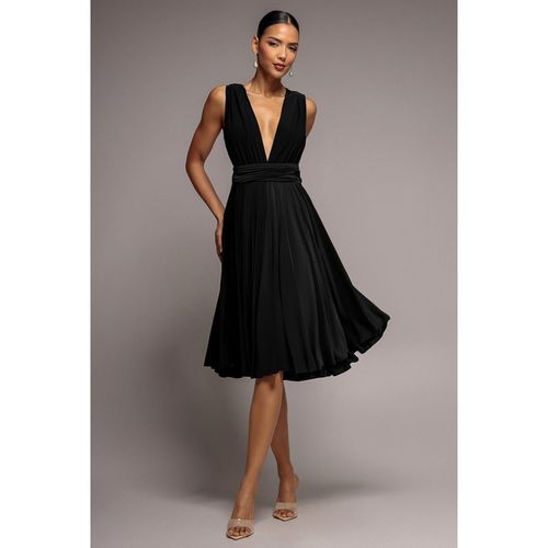 Goddiva Soft Touch Multi Way Open Back Midi Dress - Black