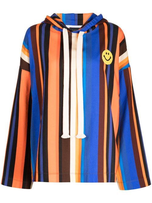 Smiley-patch cotton hoodie - Multicolour