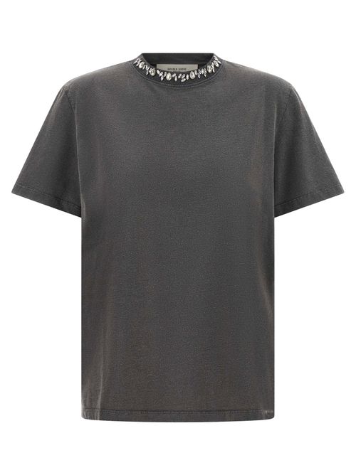 Cabochon Crystal Crewneck T-shirt — Charcoal