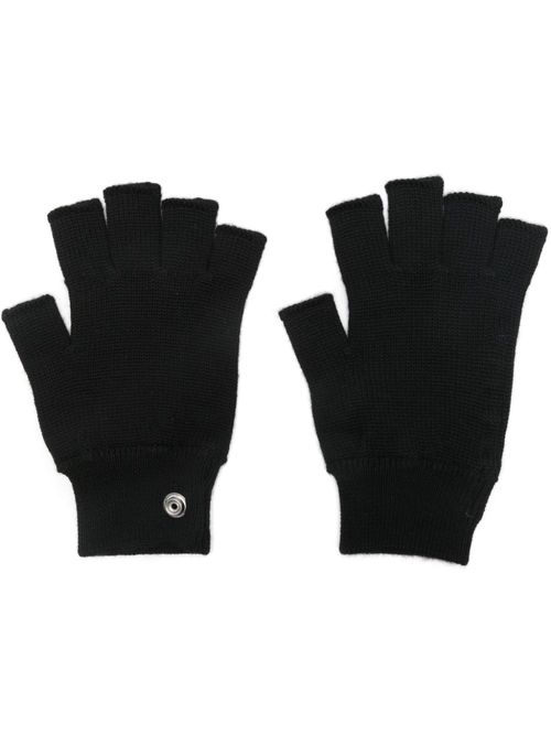 Virgin-wool fingerless gloves - Black