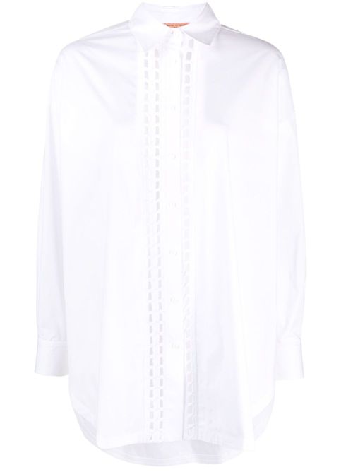 Embroidered-insert cotton shirt - White