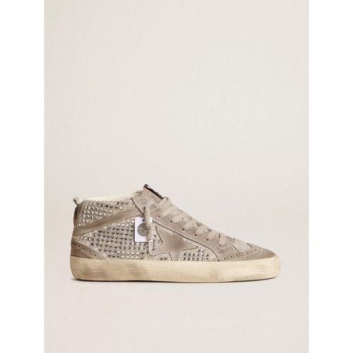 Golden Goose - Mid Star In Silver Suede With Swarovski Crystals And Suede Star, Woman