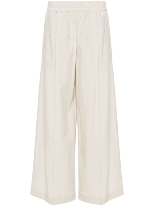 Elasticated-waist wide-leg trousers - Neutrals