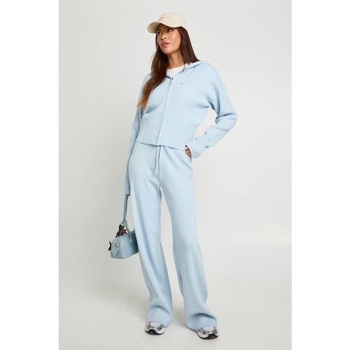 Boohoo Women's Super Soft Rib Knitted Zip Through Hoody & Trouser Co-Ord in Baby Blue | : Large