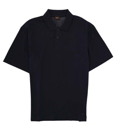 Dark Blue Solid Shirt Collar Polo