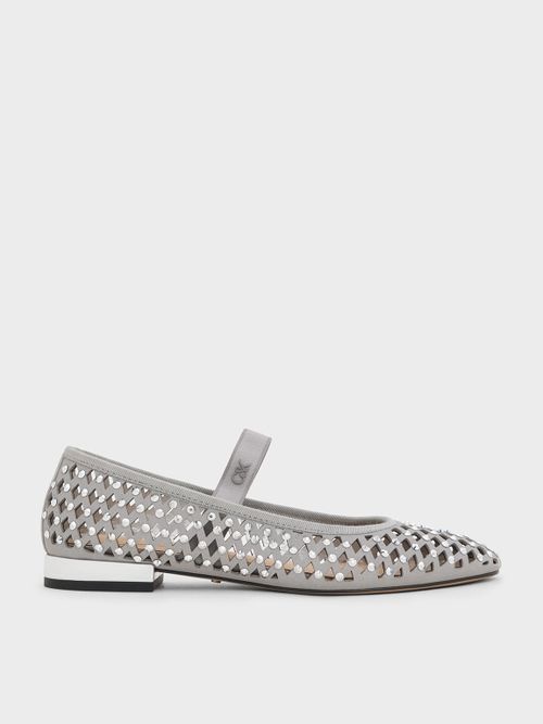 Charles & Keith - Studded Cut-Out Ballet Flats