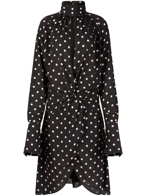 Polka-dot print midi dress - Black