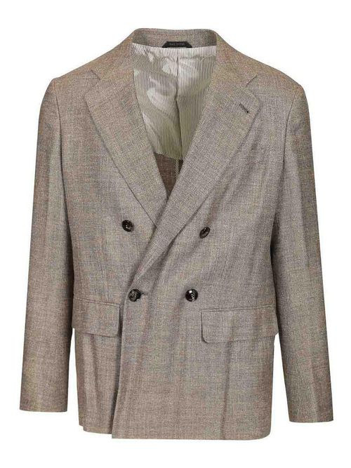 Double-Breasted Linen Blend Blazer