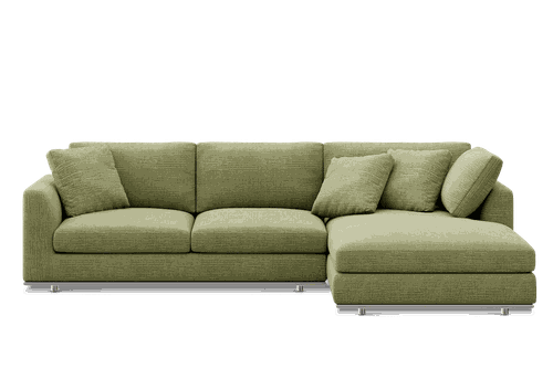 Hamilton Chaise Sectional Sofa Right Facing Customized, (Washed Chenille) Moss, Machine Washable, Removable Covers for Sofas, Green