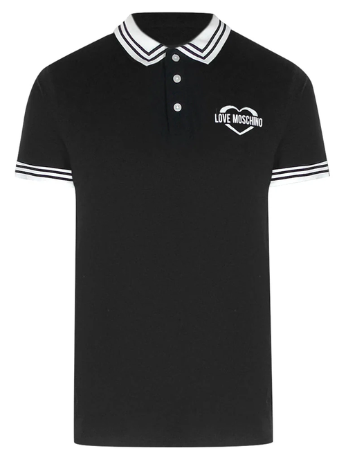 Love Moschino Twin Tipped Collar Black Polo Shirt - Black