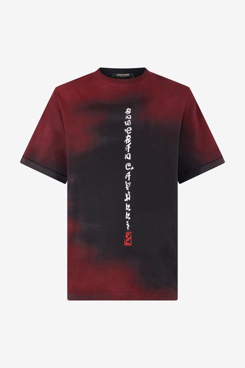 Mottled Effect T-shirt With Dragons And Logo - Male T