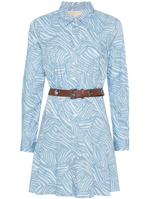 Zebra-print poplin mini dress - Blue