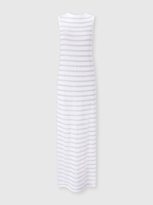 Missoni - Abito lungo senza maniche in viscosa rigata con spacco, Donna, Verde& Marrone