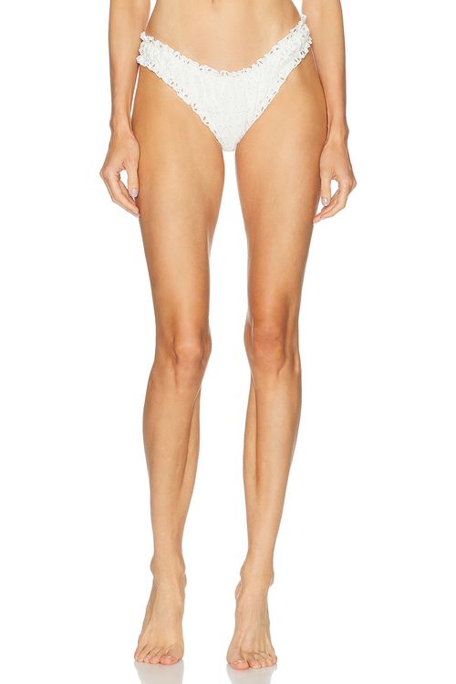 Juillet Chloe Bikini Bottom in Broderie Anglaise White - White. L also in M