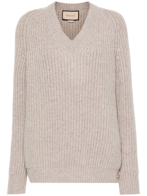 V-neck chunky-knit jumper - Grey