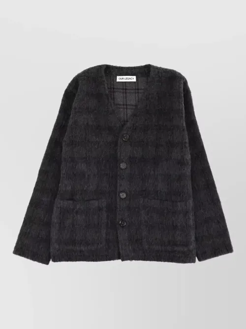 Our Legacy - textured knit v neck sweater front pocket