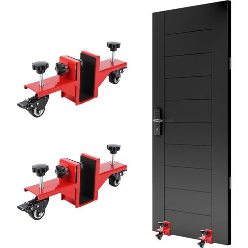 Garvee 2 Piece Door Installation Kit Heavy Duty 750 Lbs Load Capacity Adjustable 0-1.89 Inch Thickness Q235 Steel 360° Wheels Brake Commercial Residentia