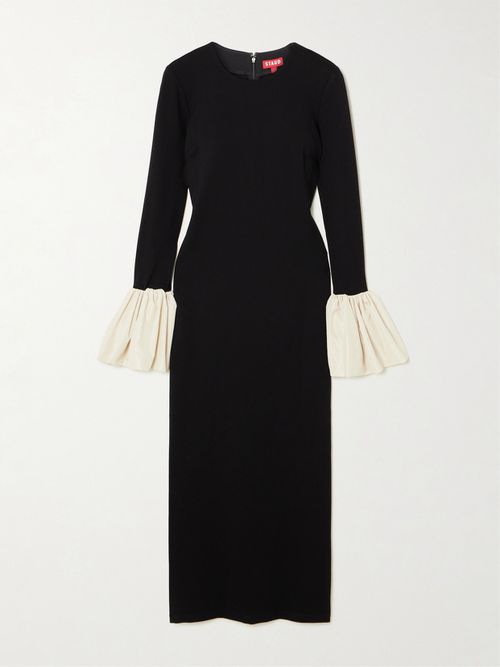 Hawthorne Taffeta-trimmed Stretch-ponte Midi Dress - Black