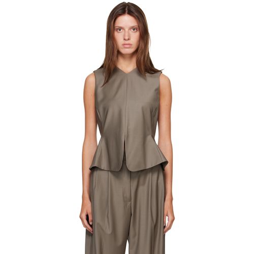 Beige Tailored Peplum Top
