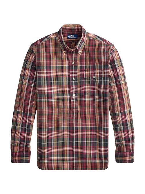 Men's Bleeding Madras Cotton Shirt - Navy Berry Multi