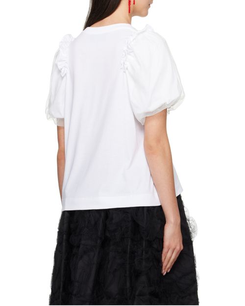 Black Tulle Overlay Puff Sleeve Frill T-shirt