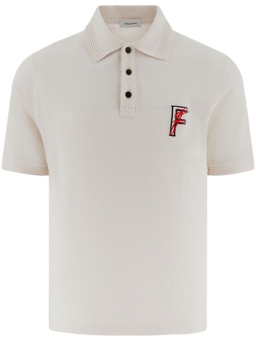 Logo-embroidered polo shirt - White